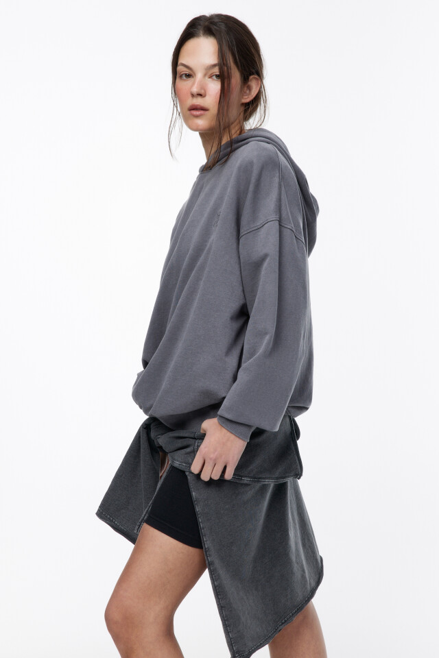 Худи oversize спортивная с вареным эффектом - цвет серый - 10