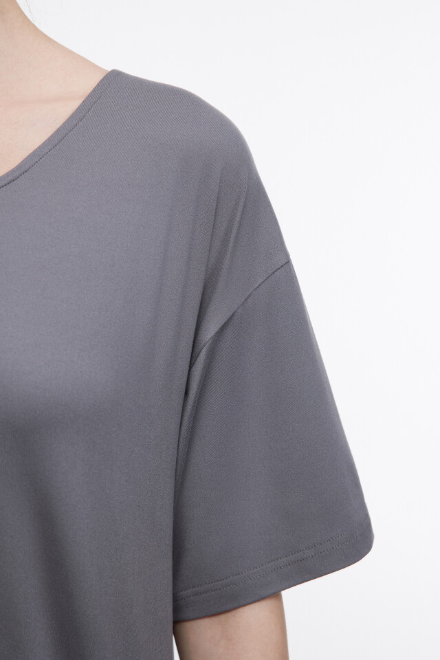 Футболка oversize домашняя трикотажная - цвет серый - 7