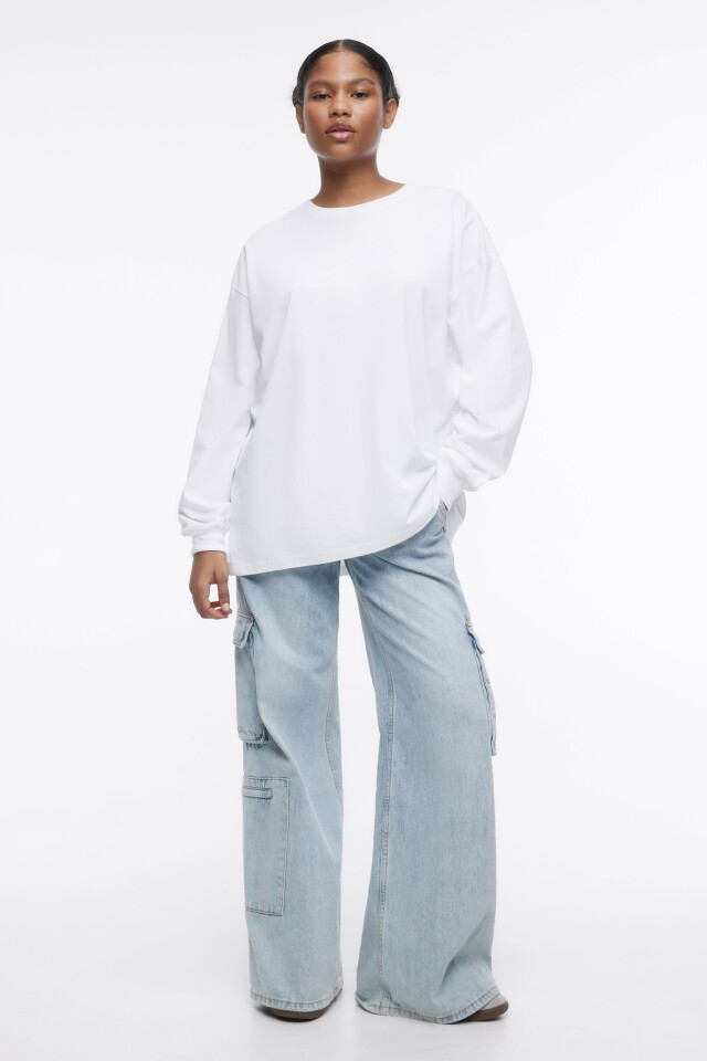 Лонгслив oversize хлопковый - цвет белый - 5