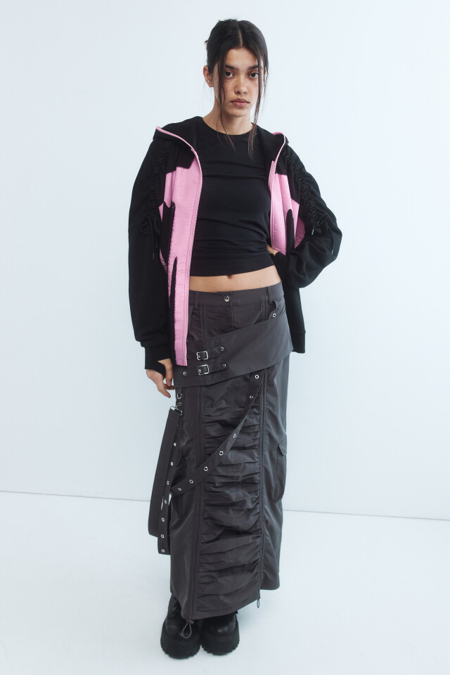 Худи oversize со шнуровкой на плечах - цвет зеленый - 1