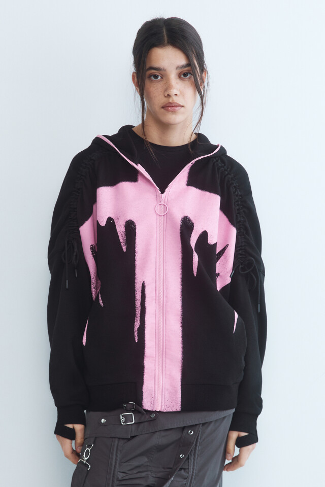 Худи oversize со шнуровкой на плечах - цвет зеленый - 2