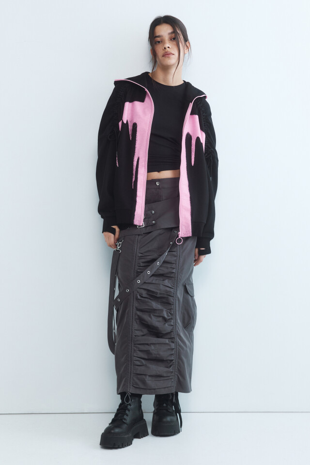 Худи oversize со шнуровкой на плечах - цвет зеленый - 5