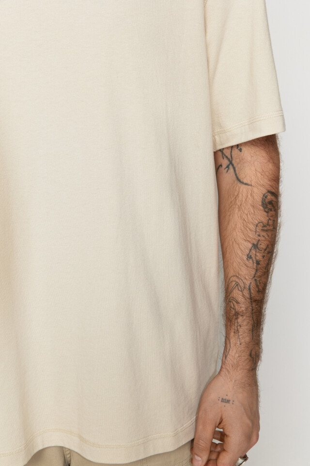 Футболка oversize хлопковая базовая - цвет бежевый - 7