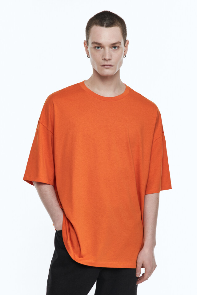 Футболка oversize хлопковая - цвет оранжевый - 2