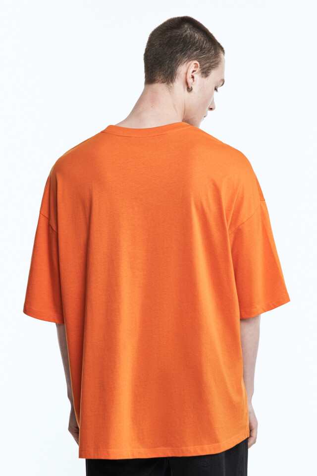 Футболка oversize хлопковая - цвет оранжевый - 4