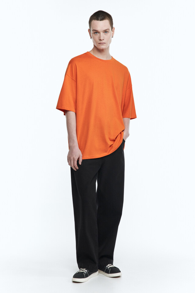 Футболка oversize хлопковая - цвет оранжевый - 5