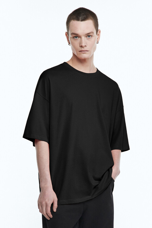 Футболка oversize хлопковая - цвет черный - 2