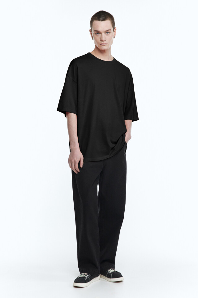 Футболка oversize хлопковая - цвет черный - 1