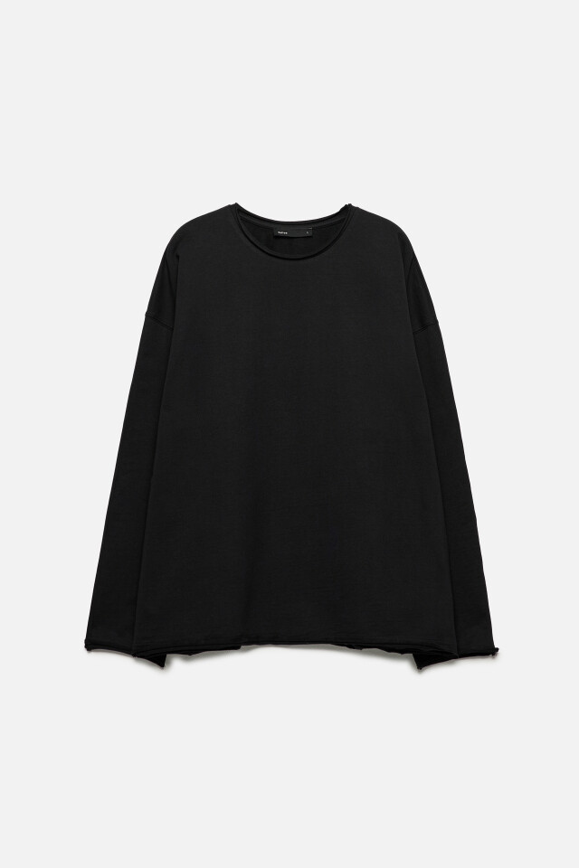 Лонгслив oversize с состаренным эффектом - цвет черный - 8