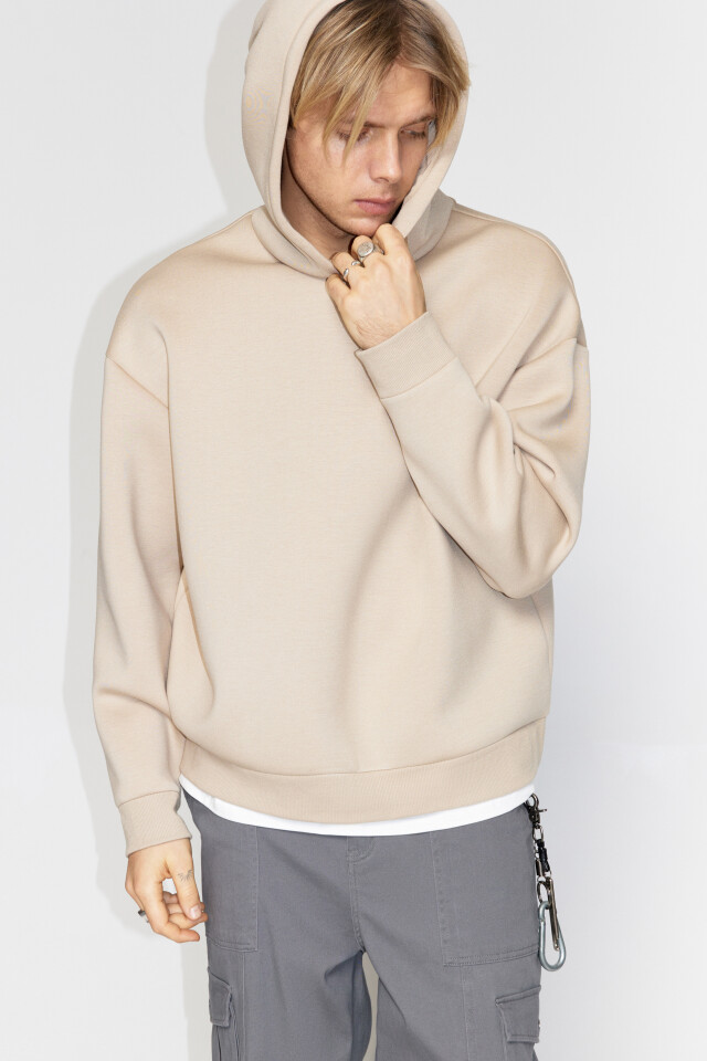 Худи oversize с имитацией футболки - цвет бежевый - 1