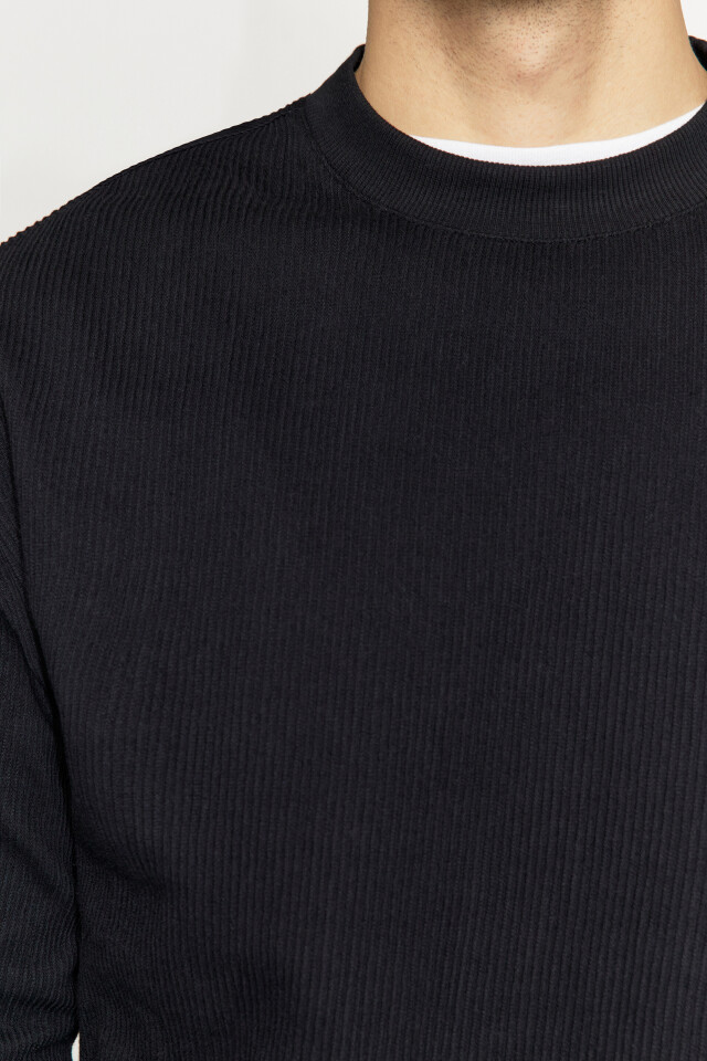 Свитшот oversize с резинкой и стопперами - цвет черный - 5