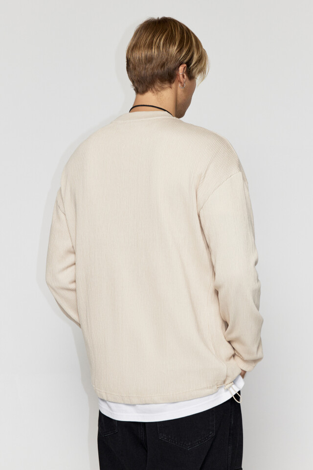 Свитшот oversize с резинкой и стопперами - цвет молочный - 5