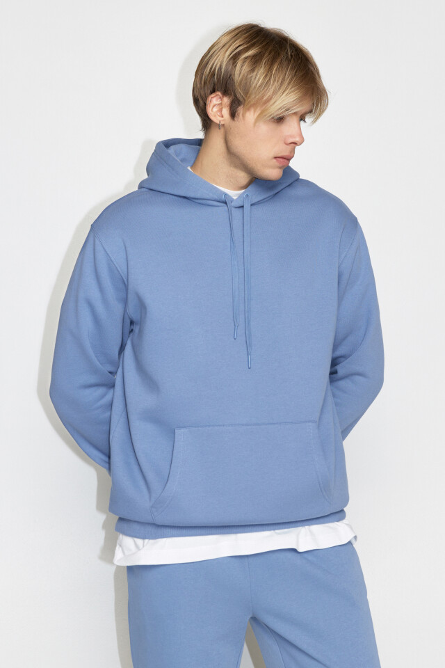 Худи oversize утепленная с капюшоном - цвет синий - 2