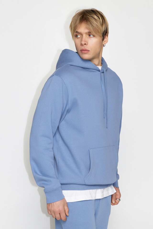 Худи oversize утепленная с капюшоном - цвет синий - 3