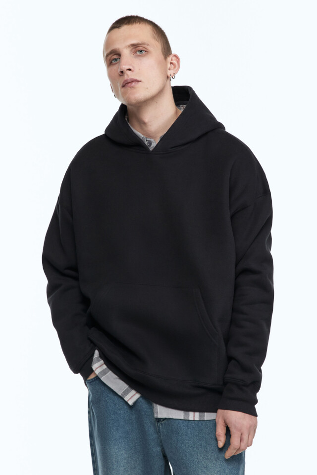 Худи oversize утепленная с капюшоном - цвет черный - 3