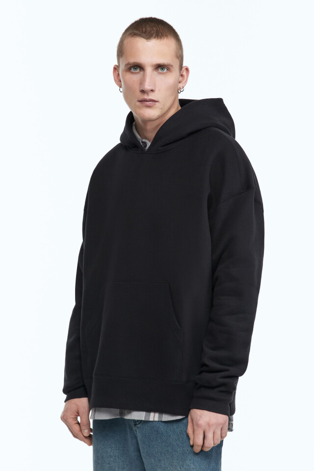 Худи oversize утепленная с капюшоном - цвет черный - 4