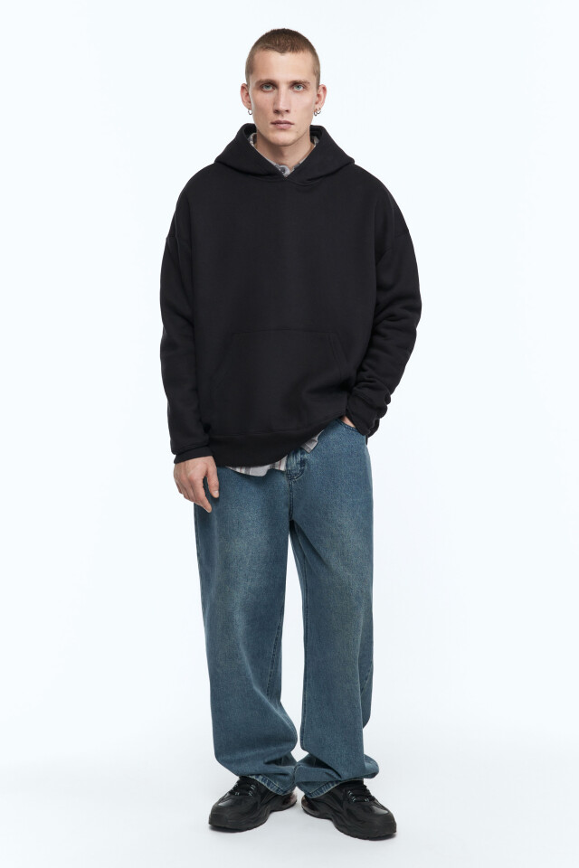 Худи oversize утепленная с капюшоном - цвет черный - 6