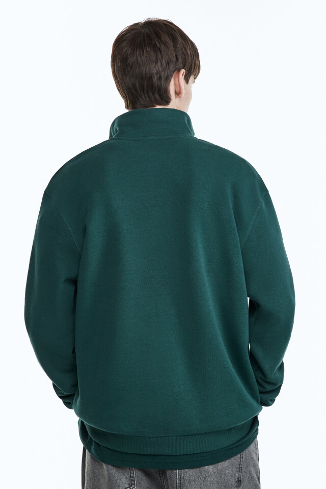 Толстовка oversize с воротником на молнии - цвет зеленый - 5