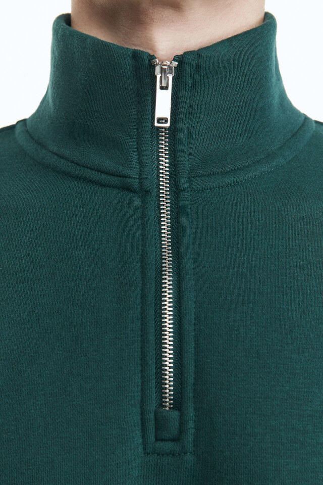 Толстовка oversize с воротником на молнии - цвет зеленый - 7