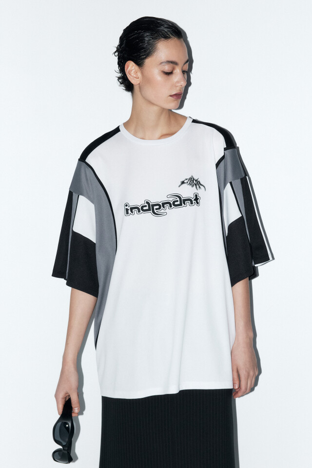 Футболка oversize с принтом - цвет белый - 2