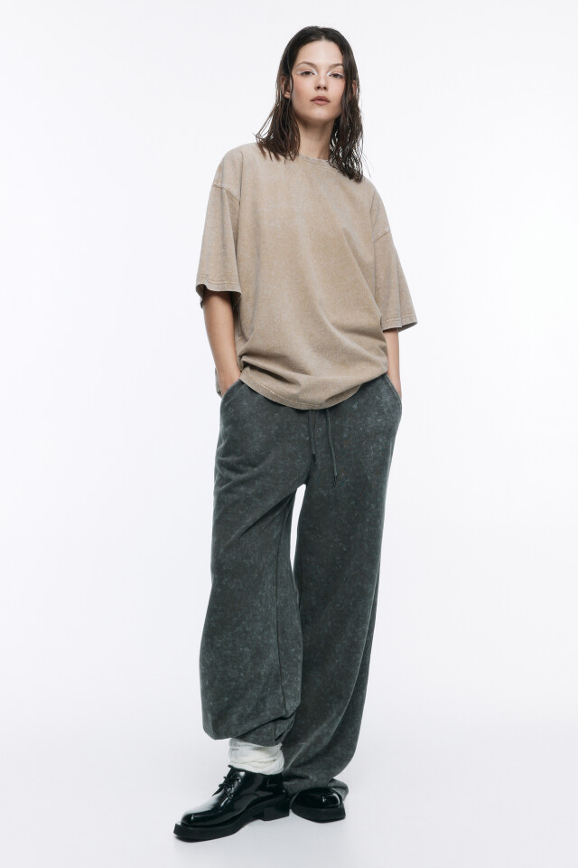 Футболка oversize с состаренным эффектом - цвет бежевый - 5