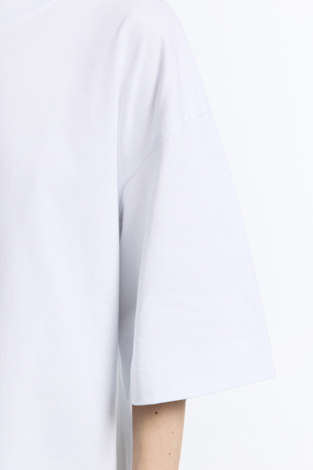 Футболка oversize хлопковая однотонная - цвет белый - 7