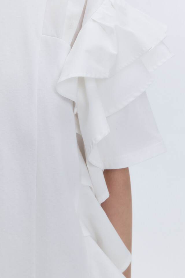 Футболка oversize с асимметричными воланами - цвет белый - 6