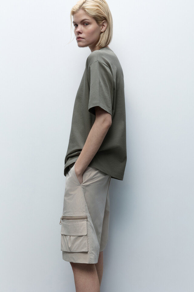 Футболка oversize хлопковая базовая - цвет зеленый - 1