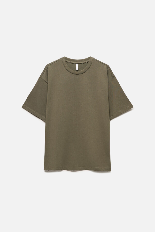 Футболка oversize хлопковая базовая - цвет зеленый - 8