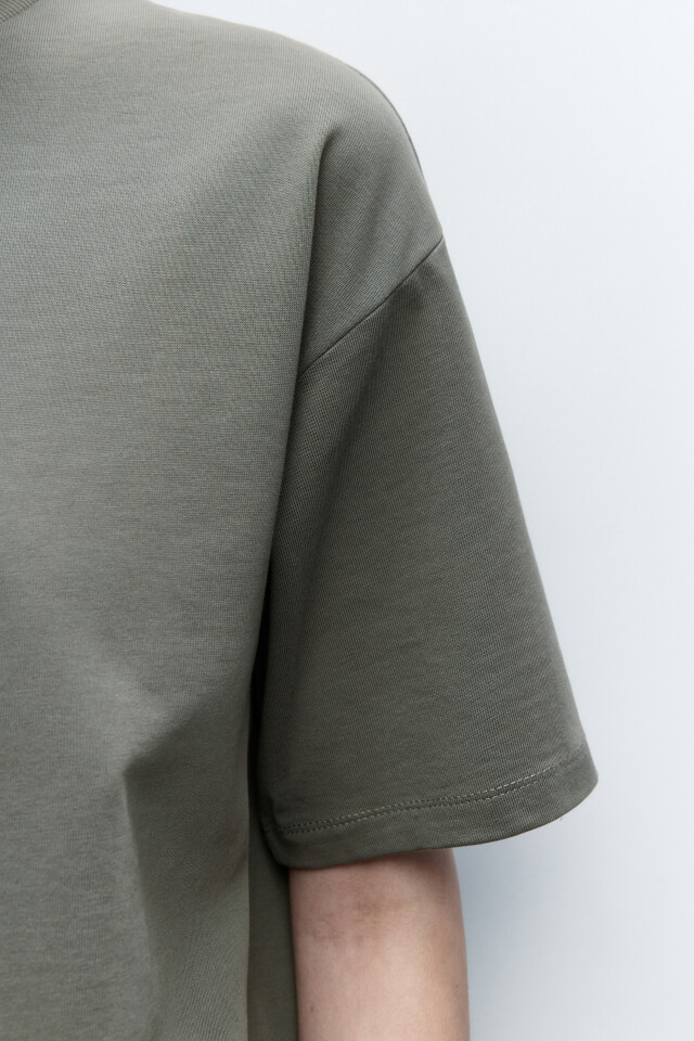 Футболка oversize хлопковая базовая - цвет зеленый - 7