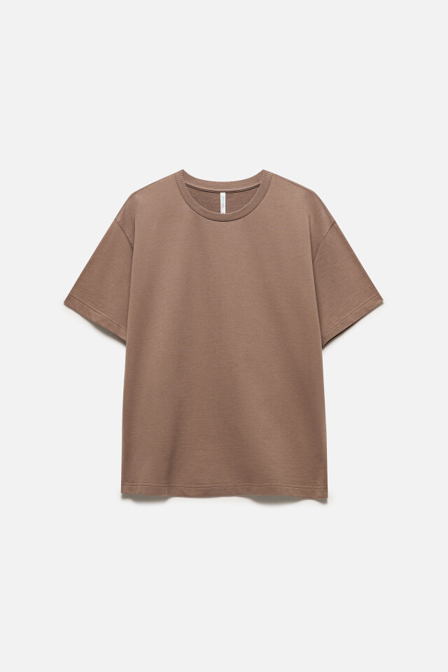 Футболка oversize однотонная из футера - цвет бежевый - 8