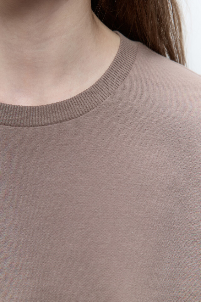 Футболка oversize однотонная из футера - цвет бежевый - 6