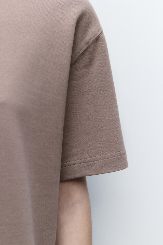 Футболка oversize однотонная из футера - цвет бежевый - 7
