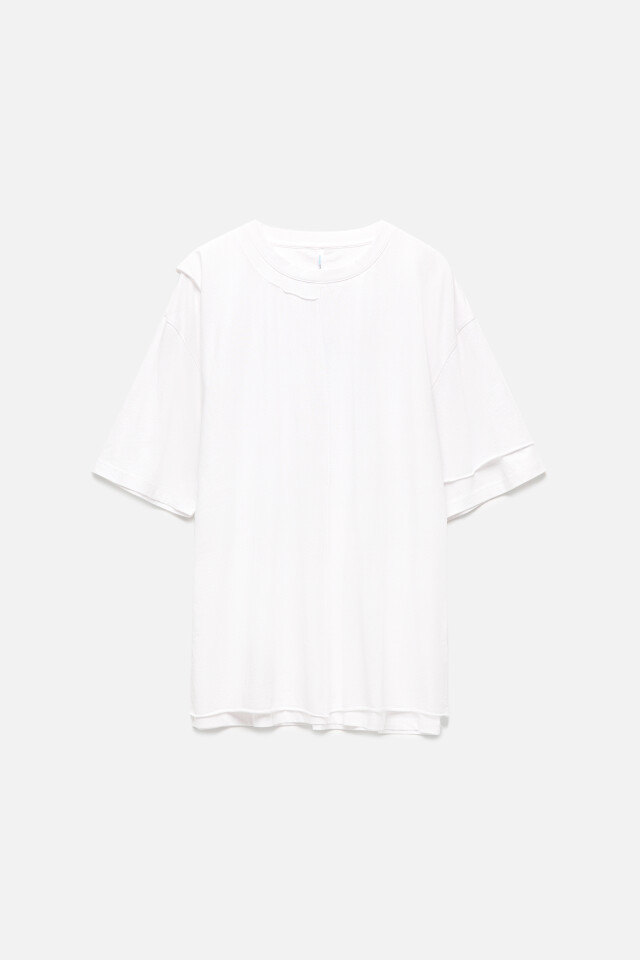 Футболка oversize двуслойная асимметричная - цвет белый - 11