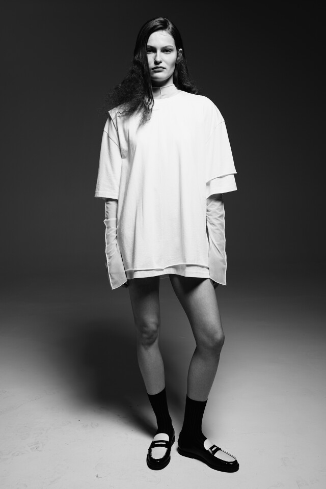 Футболка oversize двуслойная асимметричная - цвет белый - 10
