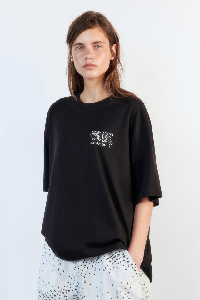 Футболка oversize хлопковая с принтом - цвет черный - 4