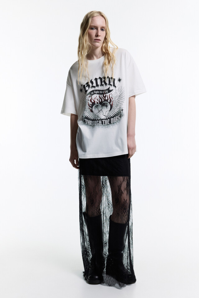 Футболка oversize с принтом в стиле гранж - цвет бежевый - 6