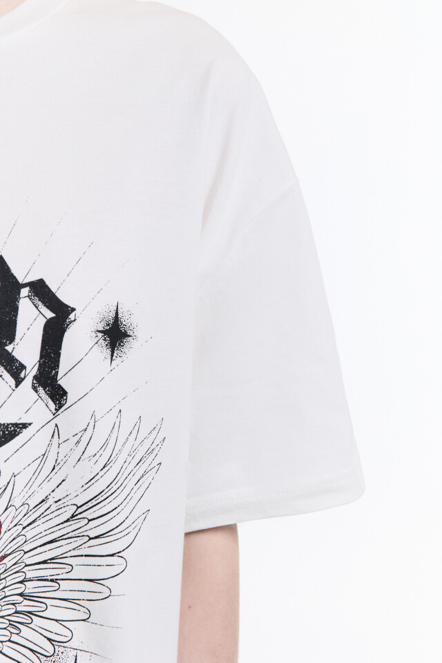 Футболка oversize с принтом в стиле гранж - цвет бежевый - 8
