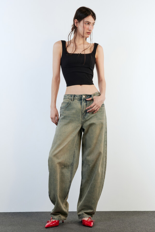 Джинсы baggy fit с низкой посадкой - цвет синий - 1