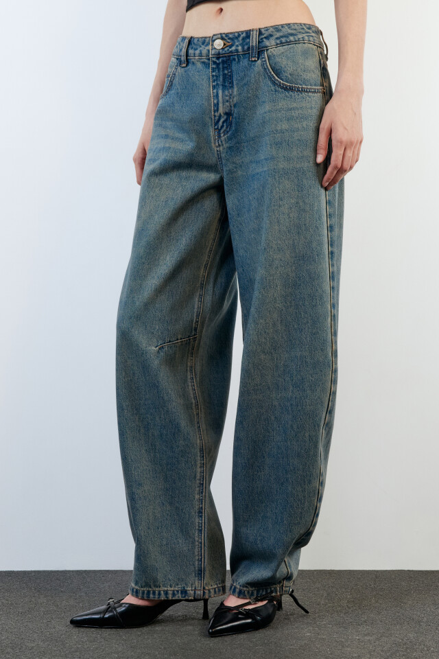 Джинсы baggy fit с низкой посадкой - цвет бордовый - 3