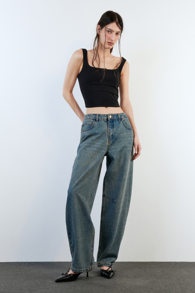 Джинсы baggy fit с низкой посадкой - цвет бордовый - 5