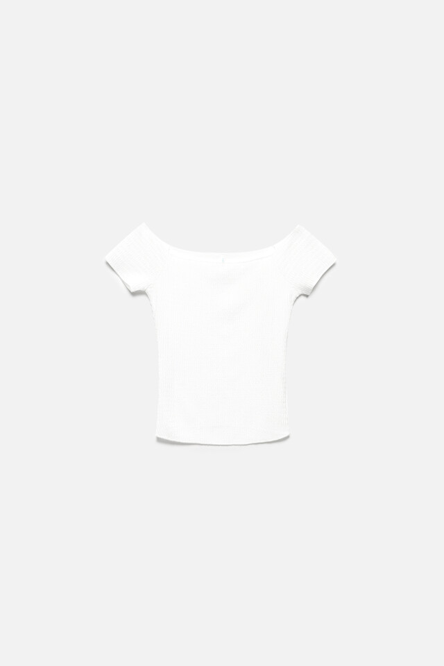 Топ off-shoulders из фактурной ткани - цвет белый - 7