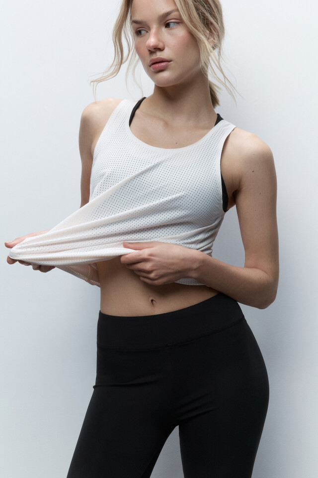 Майка oversize спортивная из сетки - цвет белый - 1