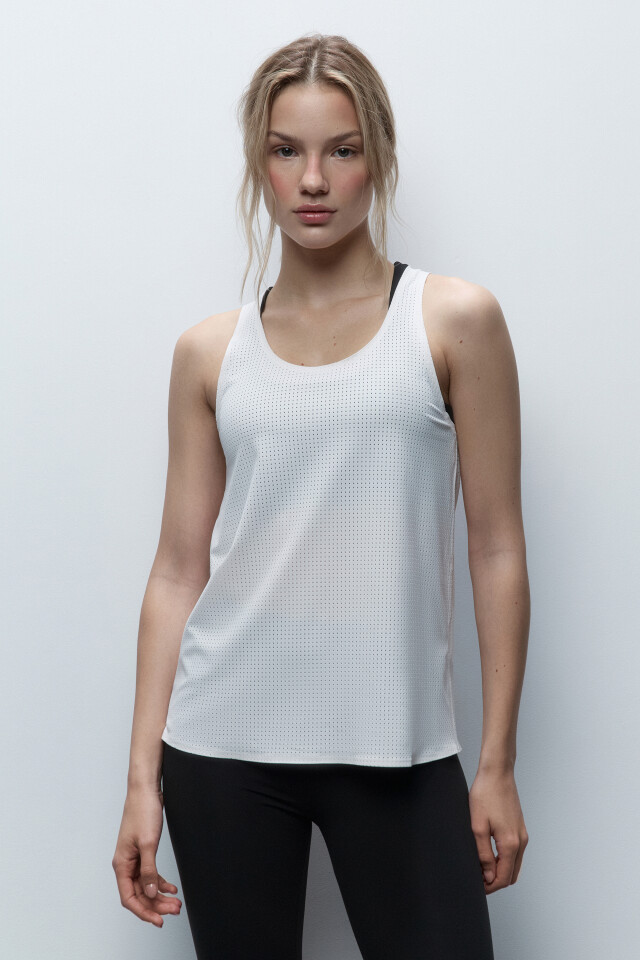 Майка oversize спортивная из сетки - цвет белый - 3