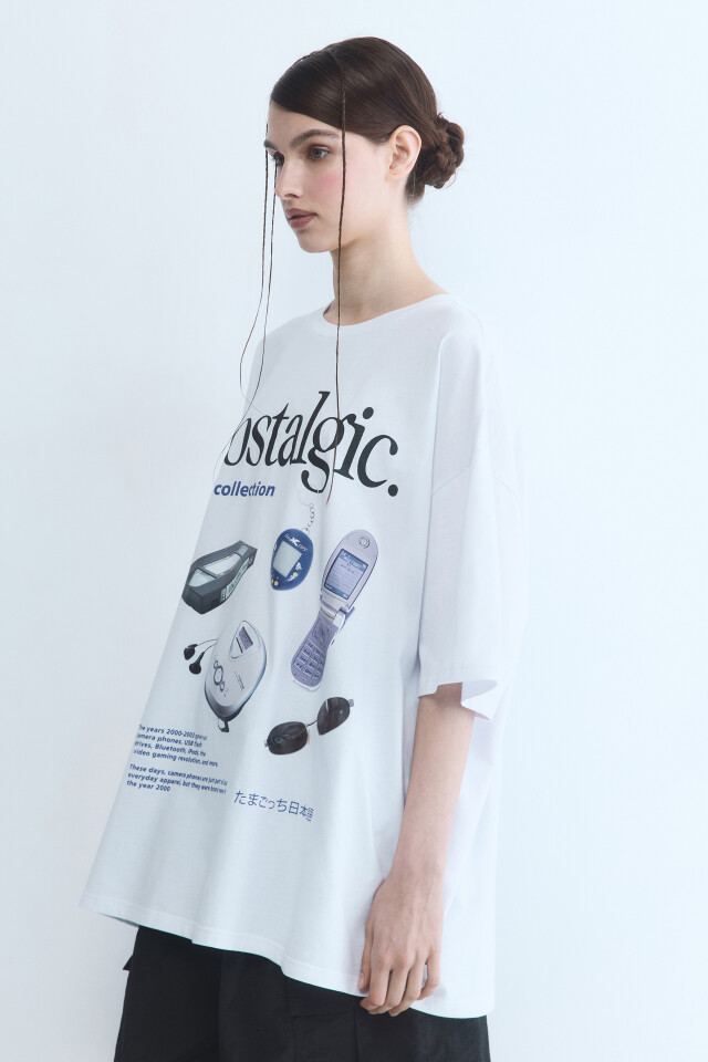 Футболка oversize с принтом в стиле нулевых - цвет белый - 3