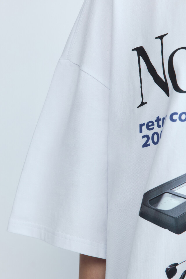 Футболка oversize с принтом в стиле нулевых - цвет белый - 7