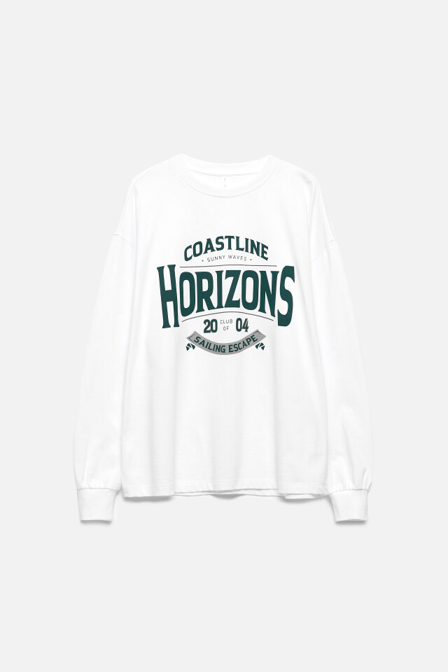Лонгслив oversize хлопковый с принтом - цвет белый - 10