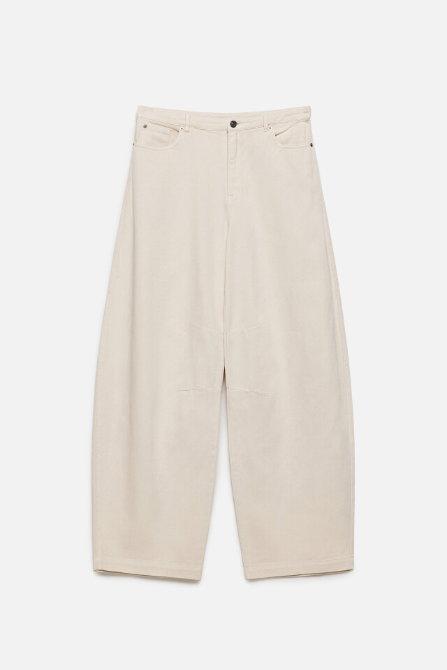 Брюки baggy fit широкие из твила - цвет бежевый - 8