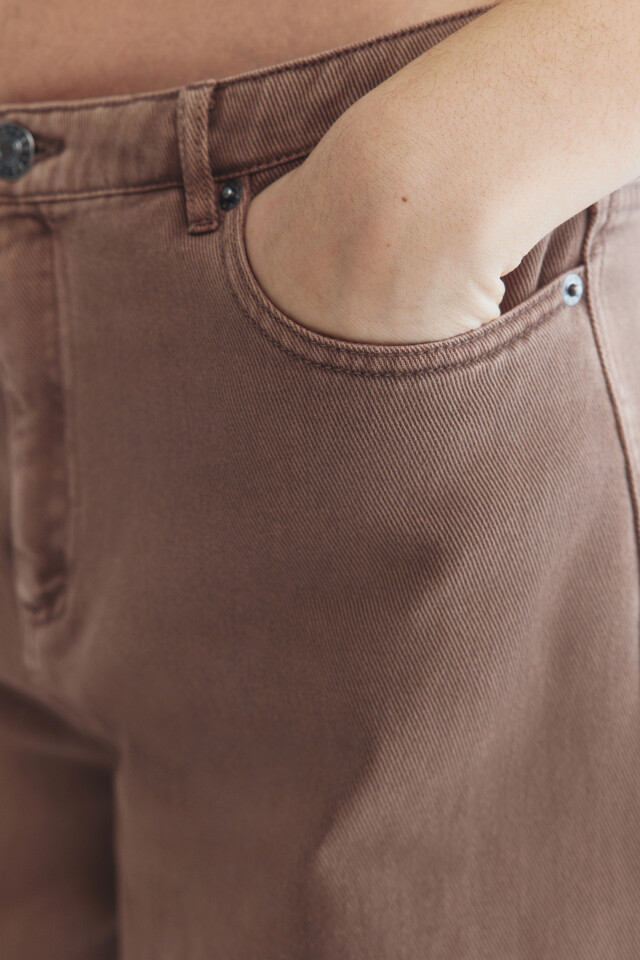 Брюки baggy fit широкие из твила - цвет коричневый - 7