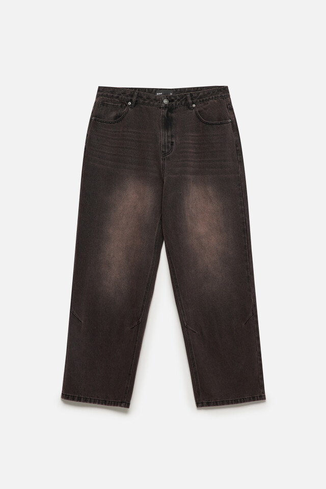 Джинсы широкие со стиркой dirty wash и пятнами - цвет коричневый - 8